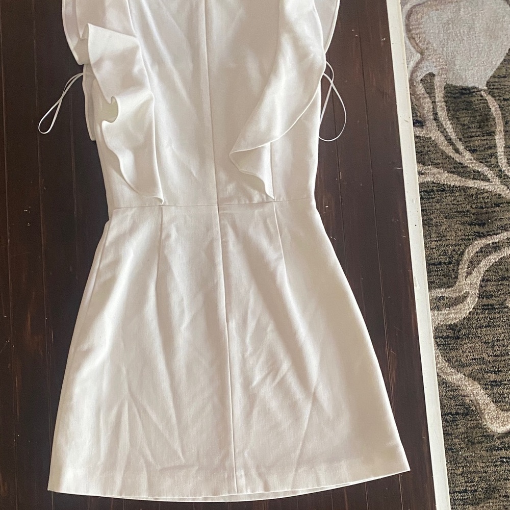French Connection White Ruffle Mini Dress -Size 4 - Picture 6 of 11